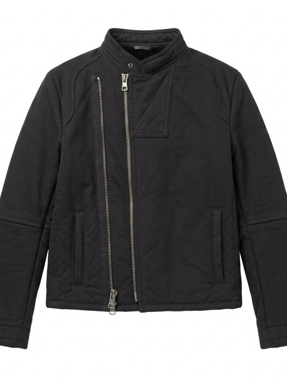 Armani Exchange Faux Suede Sherpa Moto Jacket XS Asymmetrical Double Zip Black